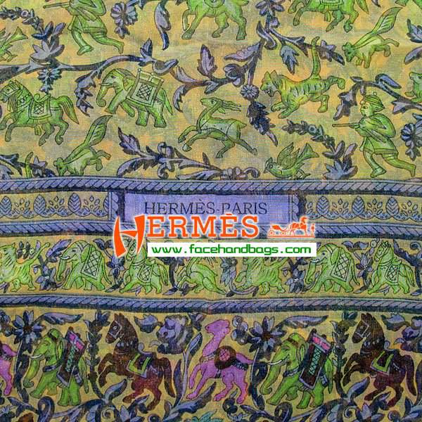 Hermes 100% Silk Square Scarf Green HESISS 135 x 135 - Click Image to Close